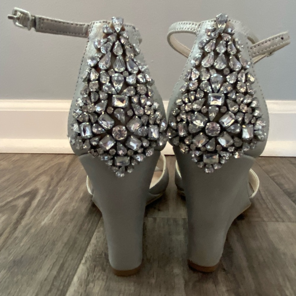 David’s Bridal Wedges with rhinestones